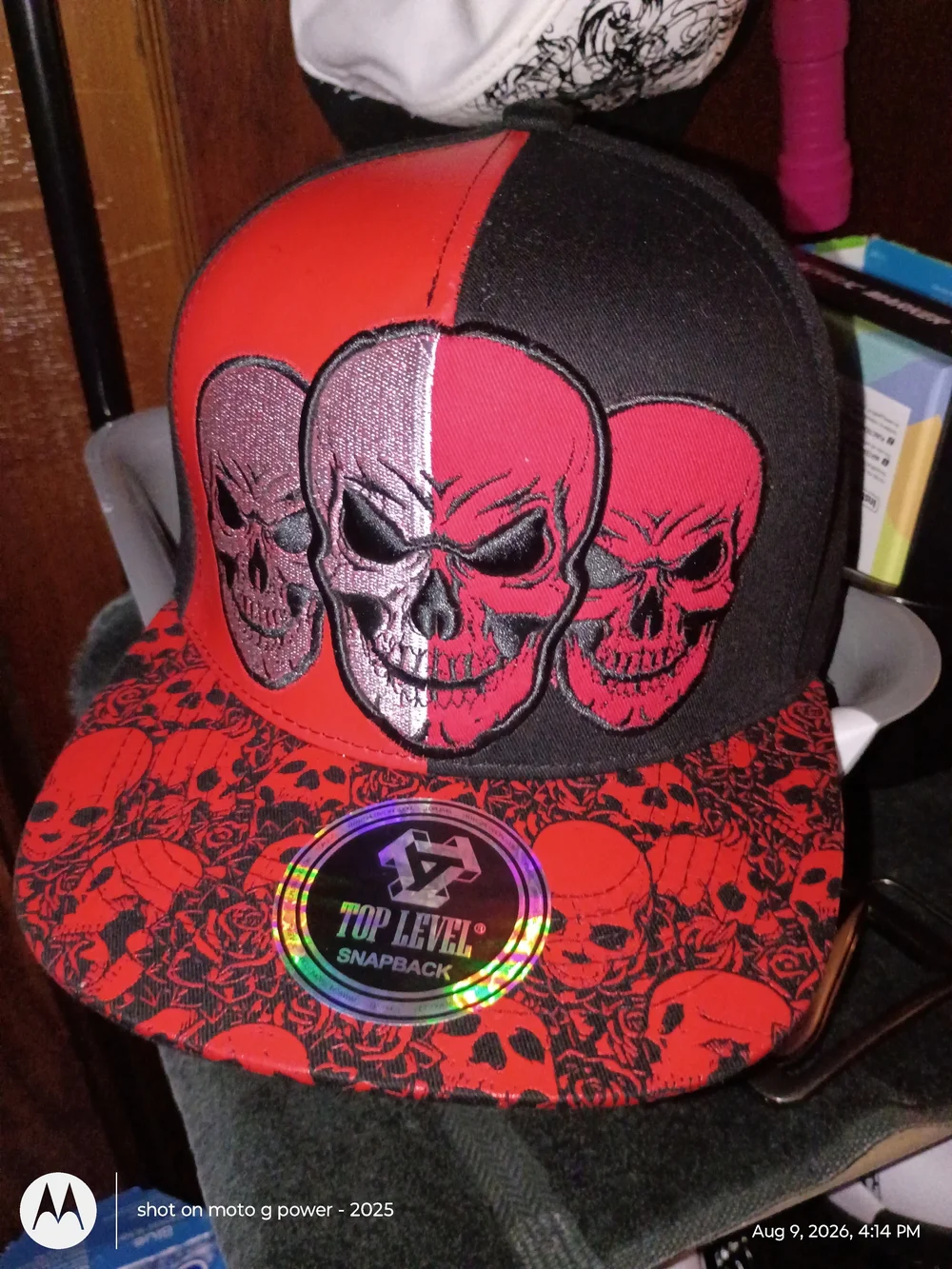 Red & Black Skull Snapback Hat